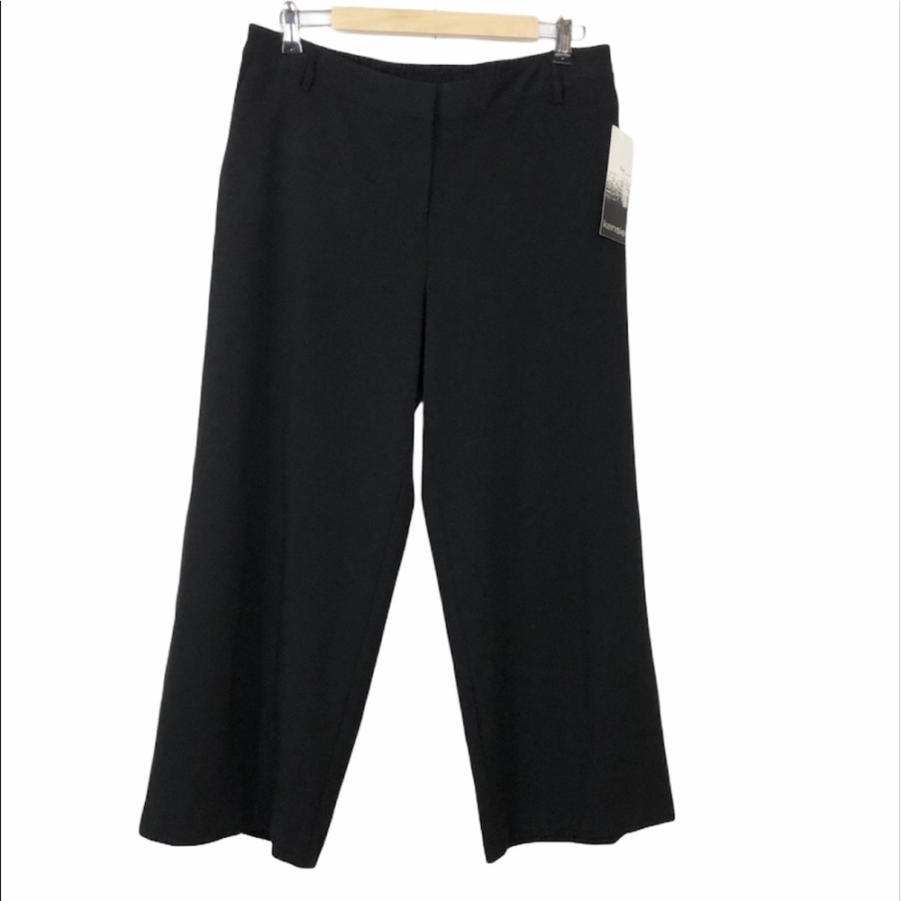 Kensie Black Cropped Wide-Leg Pants Large